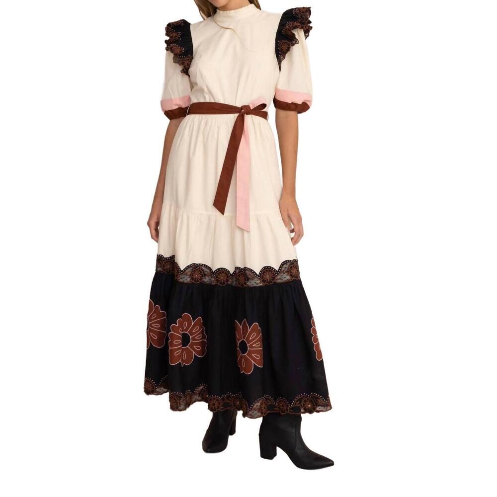 NEW VERO ALFIE picasso long dress in cream